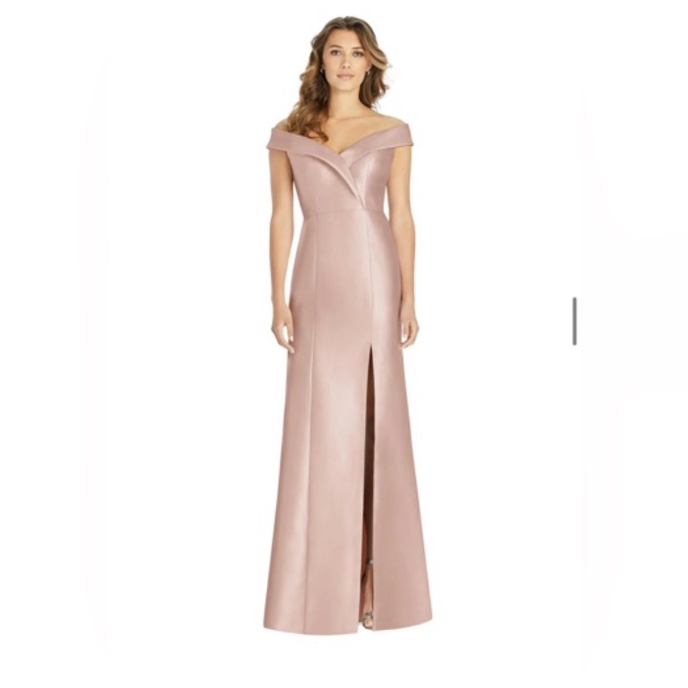 Dessy Collection Toasted Sugar Satin Twill Dress 16